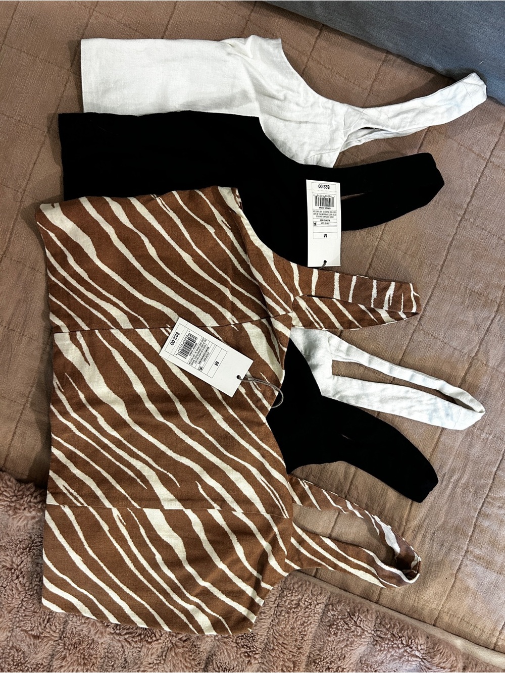 Bundle of 3 - a new day White, Black and Brown Zebra Stripe Crop Tops